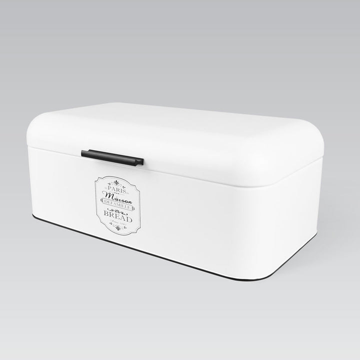 Metal Bread Bin Container Box Stainless Steel Lid White