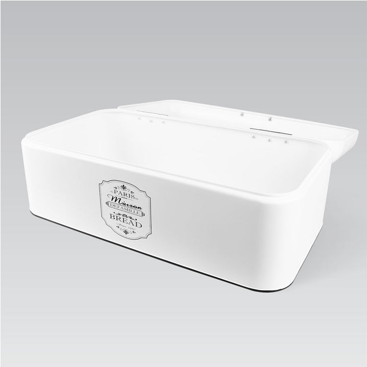 Metal Bread Bin Container Box Stainless Steel Lid White