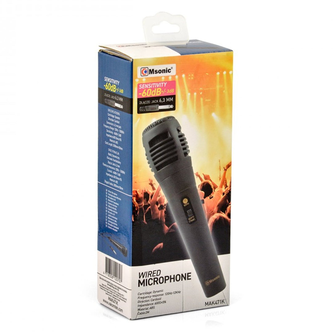 Msonic MAK471K Dynamic Wired Microphone Karaoke Mic Party Singing Clear Vocal Sound 120Hz - 12000Hz