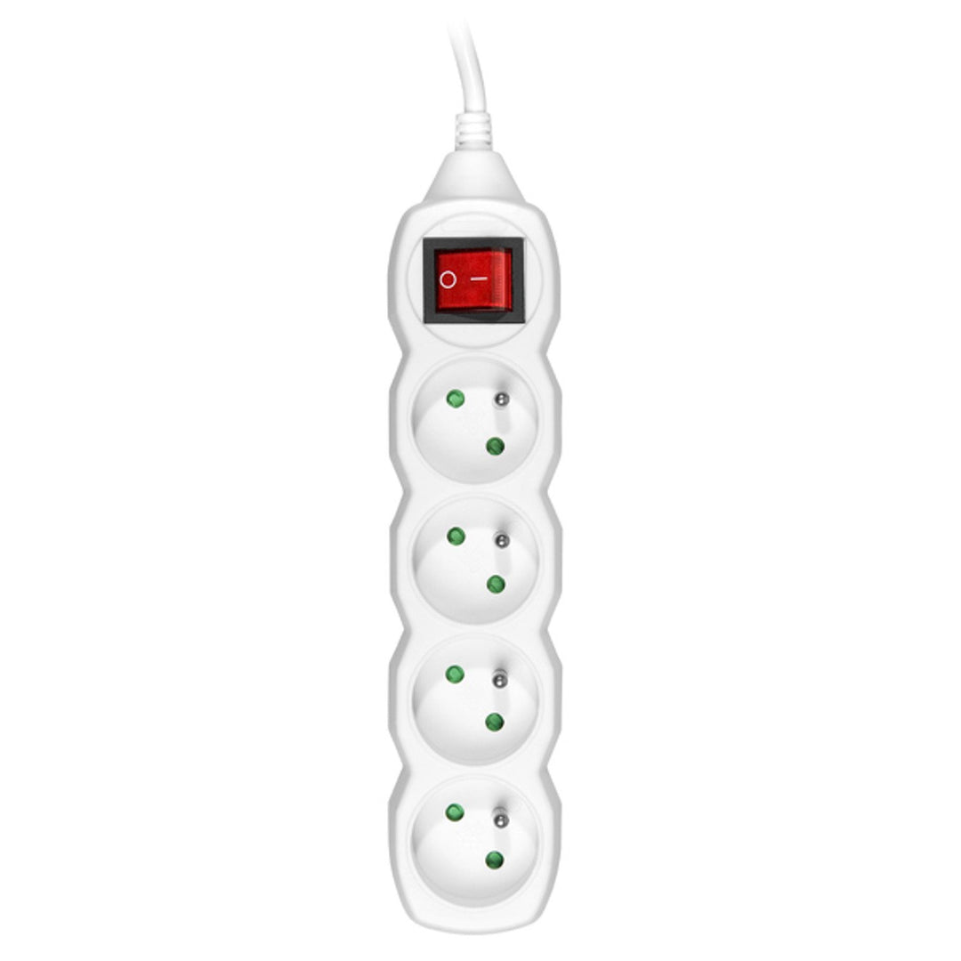 Extension cord TRACER PowerCord 3.0m (4 sockets, switch, white)