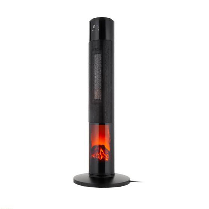 Fan heater, tower heater, 1000 / 2000W, 90 ° , 3 temperature settings, flame effect, remote control
