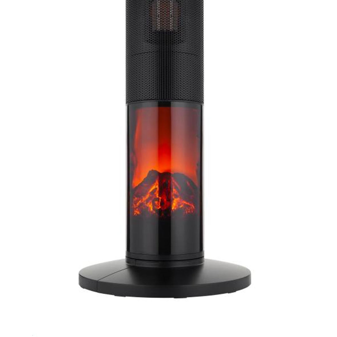 Fan heater, tower heater, 1000 / 2000W, 90 ° , 3 temperature settings, flame effect, remote control