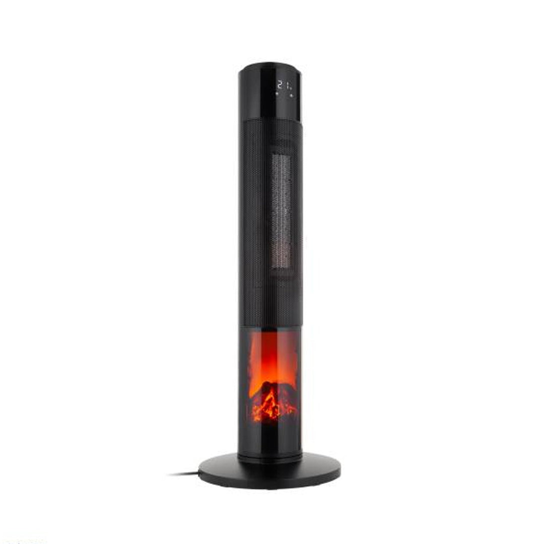 Fan heater, tower heater, 1000 / 2000W, 90 ° , 3 temperature settings, flame effect, remote control