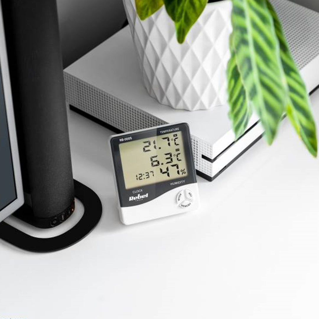 Stáisiún Aimsire Baile Rebel RB-0005 le Féilire Tomhais Taise &amp; Teochta &amp; Feidhm Aláraim