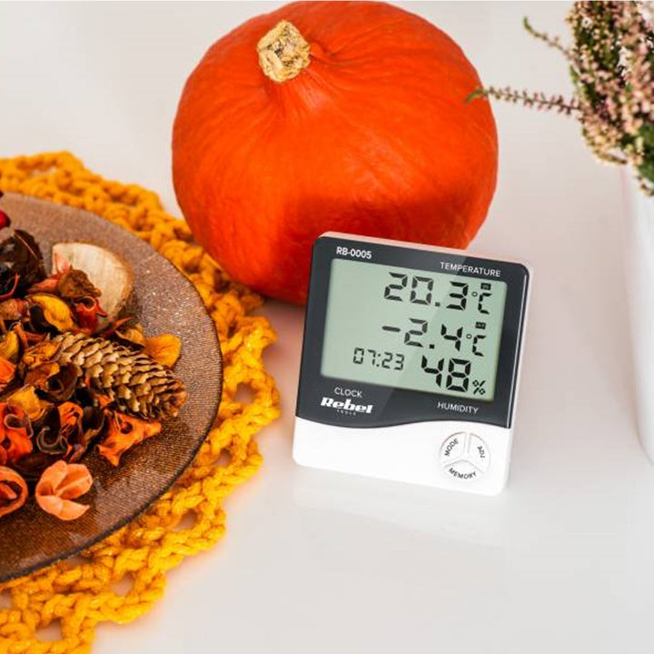 Stáisiún Aimsire Baile Rebel RB-0005 le Féilire Tomhais Taise &amp; Teochta &amp; Feidhm Aláraim