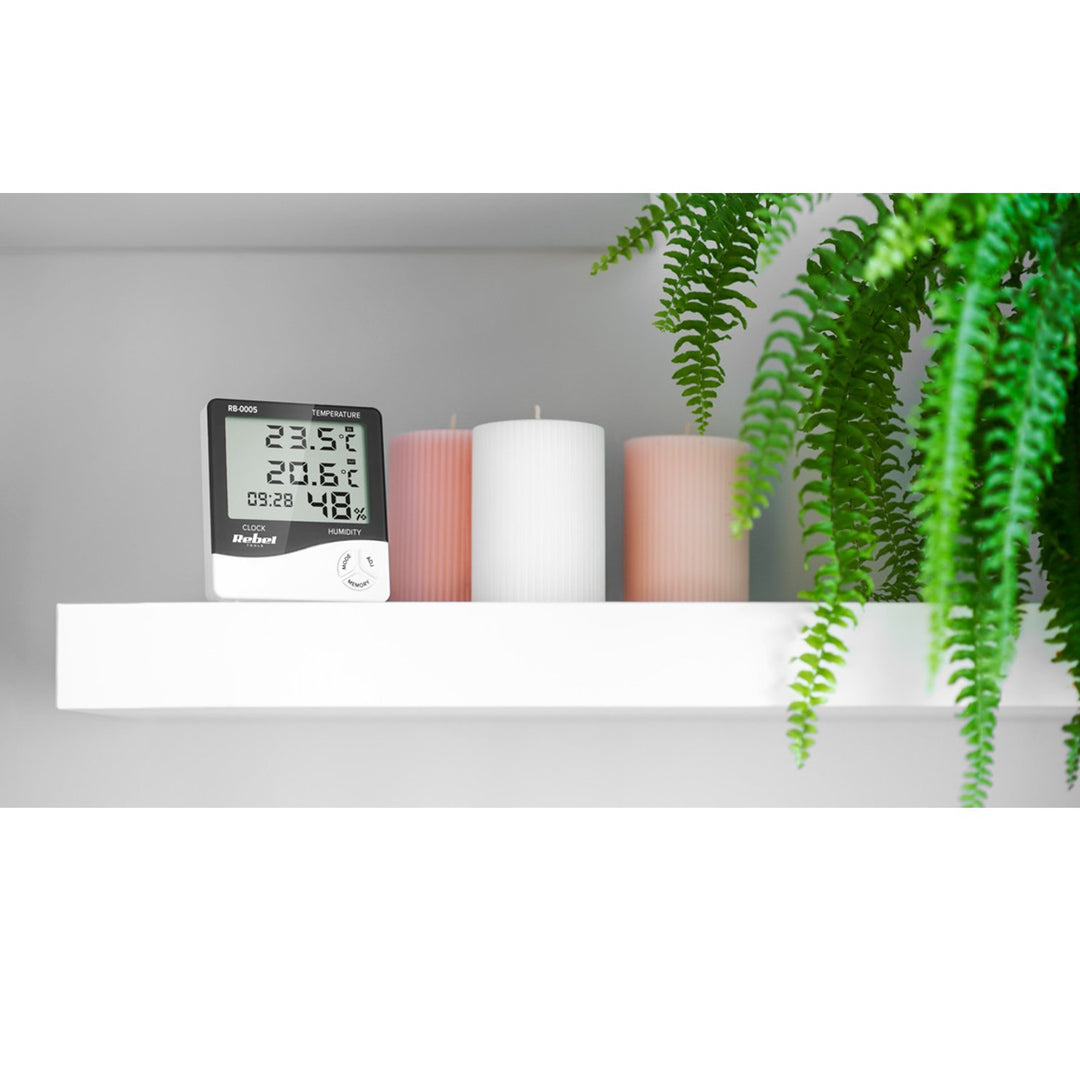 Stáisiún Aimsire Baile Rebel RB-0005 le Féilire Tomhais Taise &amp; Teochta &amp; Feidhm Aláraim