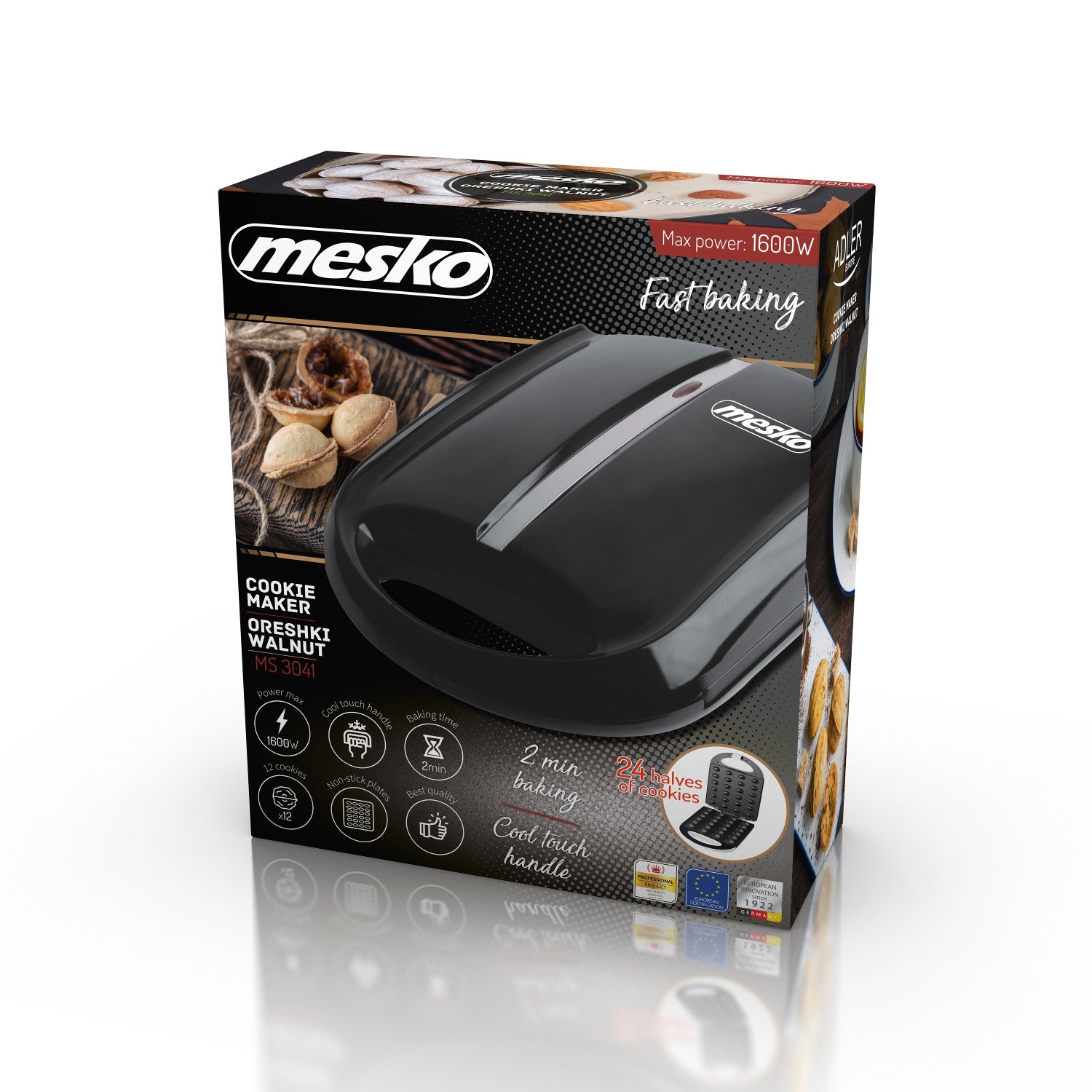 Cookie Maker Walnut Fast Baking 2min Toaster XL 1600W Indicator