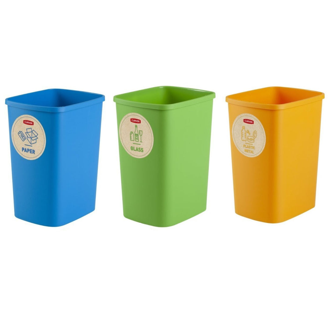 Set of sorting waste bins 3x 25L Curver ECO Friendly