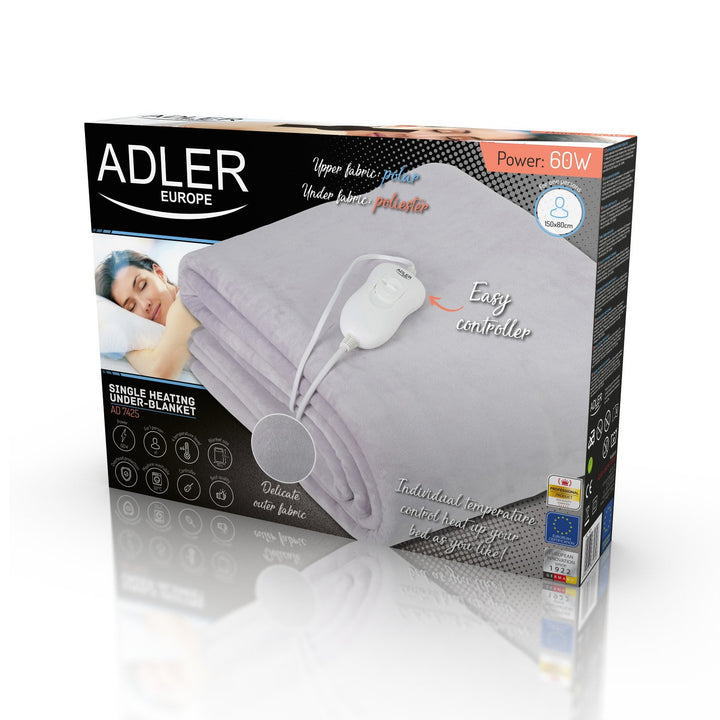 Adler AD 7425 Electric Heated Blanket with dimensions of 150 x 80 cm