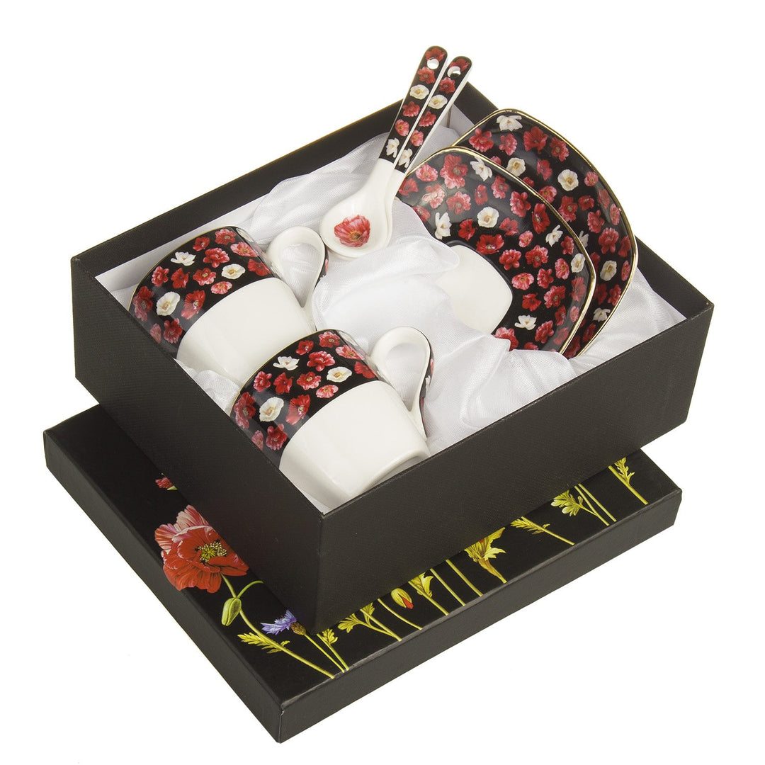 Queen Isabell W20PWB06-09646 Espresso Elegant Porcelain Cup Ser With Saucer