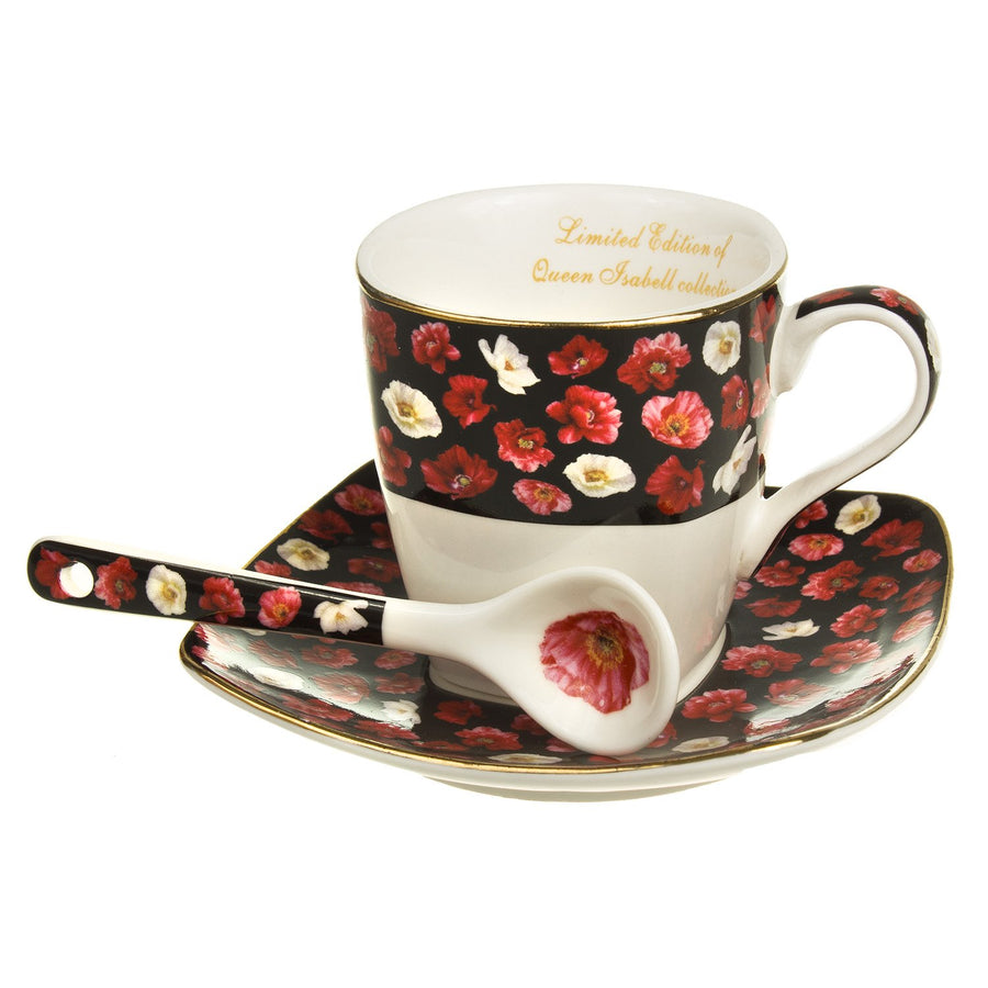 Queen Isabell W20PWB06-09646 Espresso Elegant Porcelain Cup Ser With Saucer