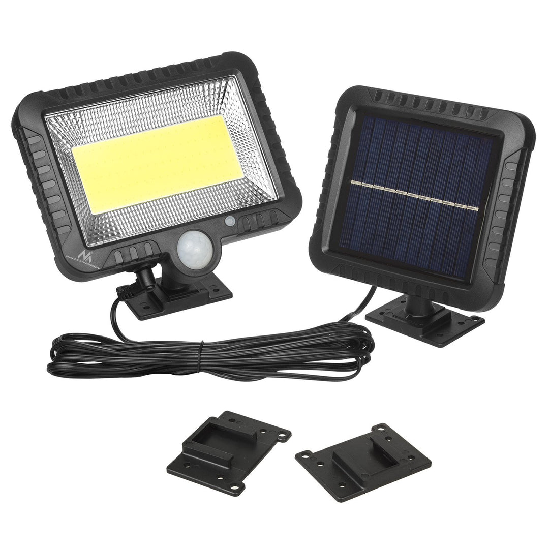 Maclean Energy MCE438 Solar LED Floodlight with motion sensor, IP44, 5W, 400lm, 6000K cold white, lithium battery 1300 mAh, 3.7V DC