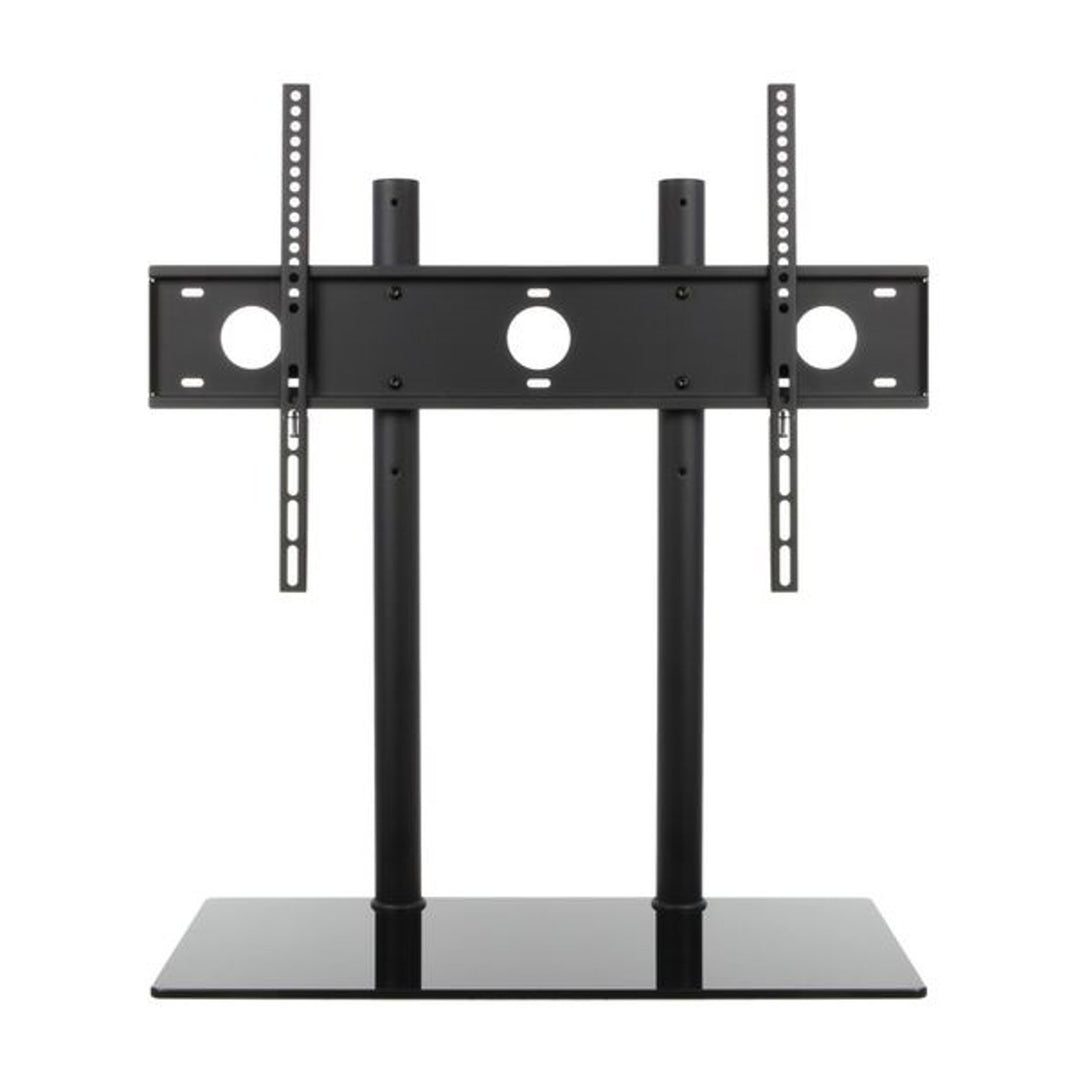 Table TV Stand Holder Bracket 32 - 65" Monitor Adjustable Height Glass Steel LCD LED OLED QLED