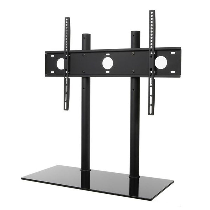 Table TV Stand Holder Bracket 32 - 65" Monitor Adjustable Height Glass Steel LCD LED OLED QLED