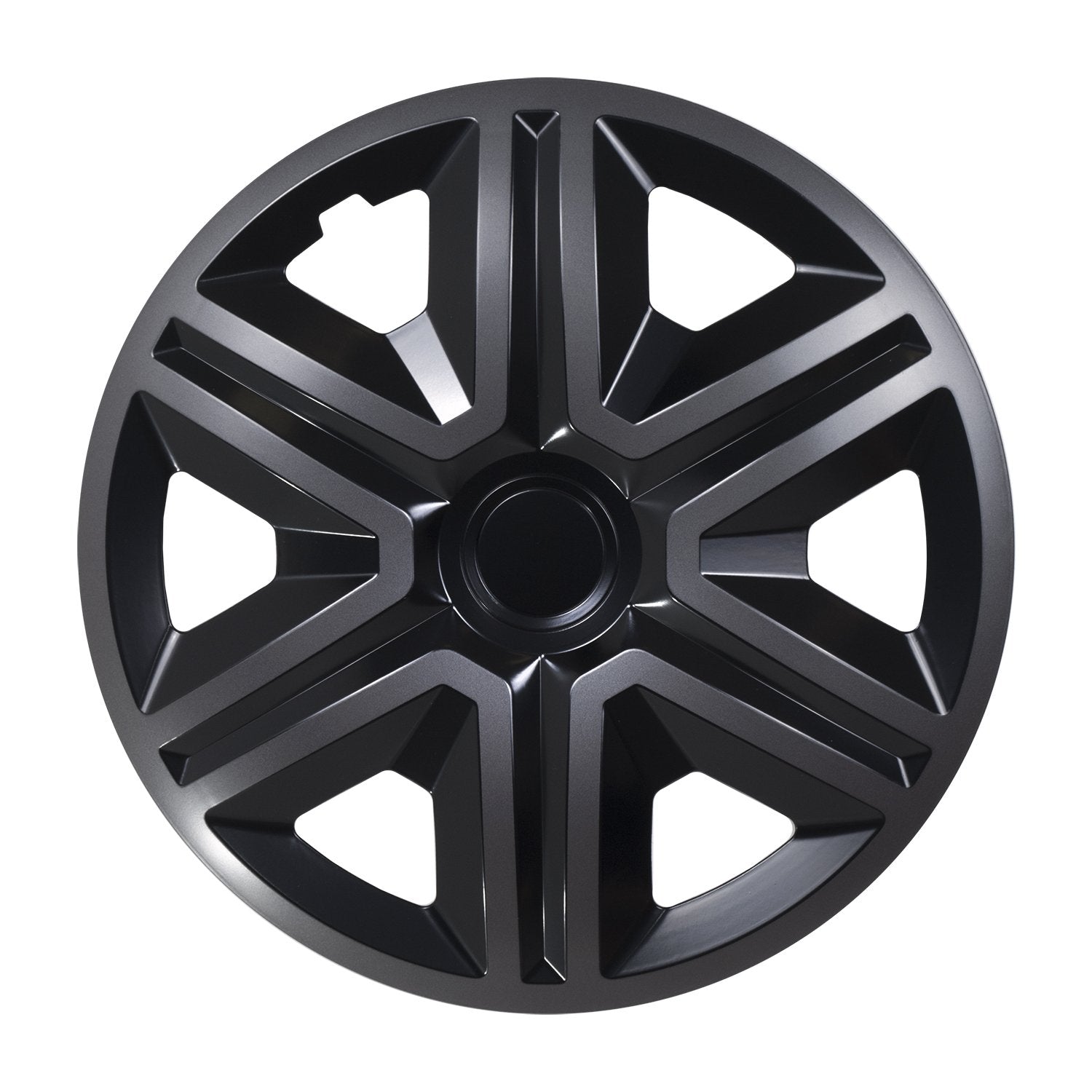 TFS Premium 15 Inch Matte Black Wheel Trims – Granite Design Hub Caps, Set Of 4