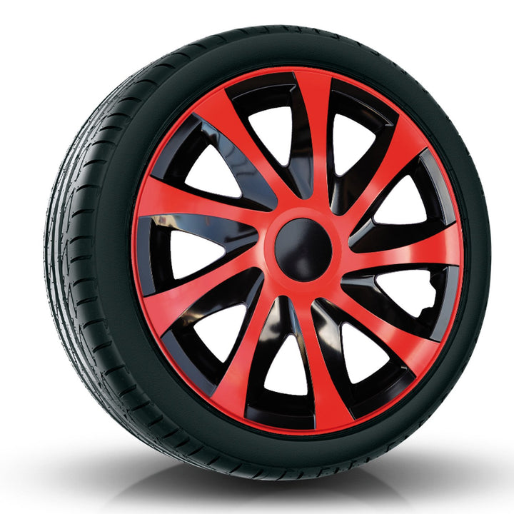 13 "DRACO hubcaps set red and black 4 pieces