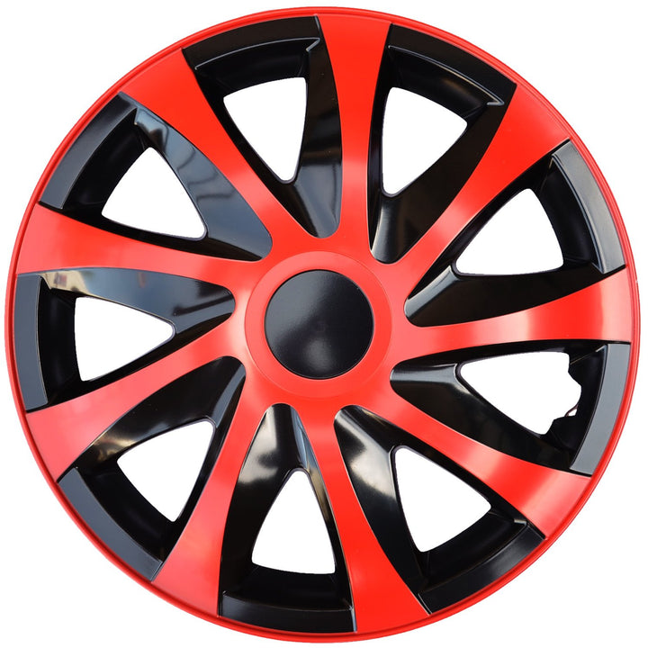 NRM Draco Red-Black 16" Hubcaps 4pcs Wheel Trims Weather Impact Resistant