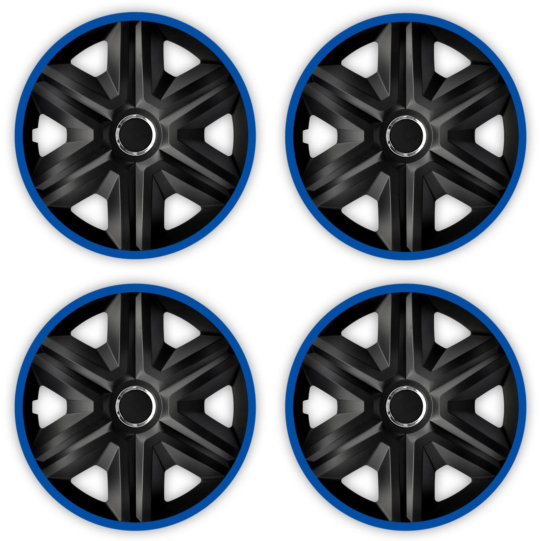 Clúdaíonn Triomanna Rothaí NRM 16" Hubcaps Carr Dubh Gorm Uilíoch 4 PCS CRUA