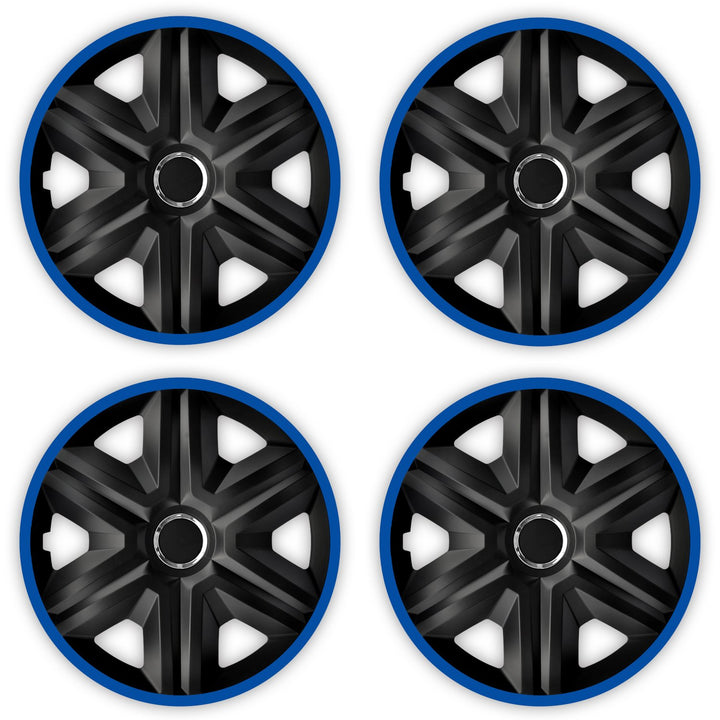 Clúdaíonn Triomanna Rothaí NRM 16" Hubcaps Carr Dubh Gorm Uilíoch 4 PCS CRUA