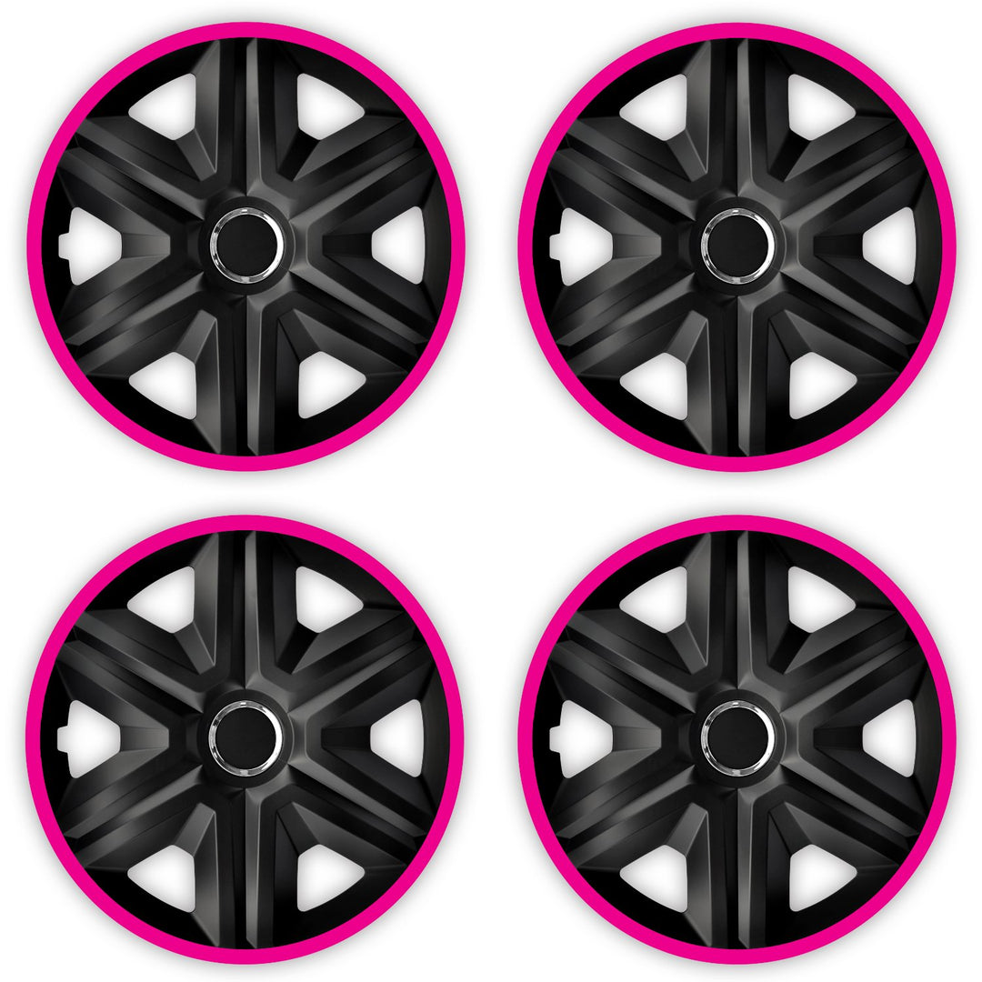 NRM 16" Wheel Trims Covers Hubcaps Universal 4 PCS Weather Resistant Durable Pink Black