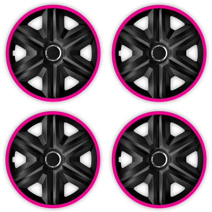 NRM 16" Wheel Trims Covers Hubcaps Universal 4 PCS Weather Resistant Durable Pink Black
