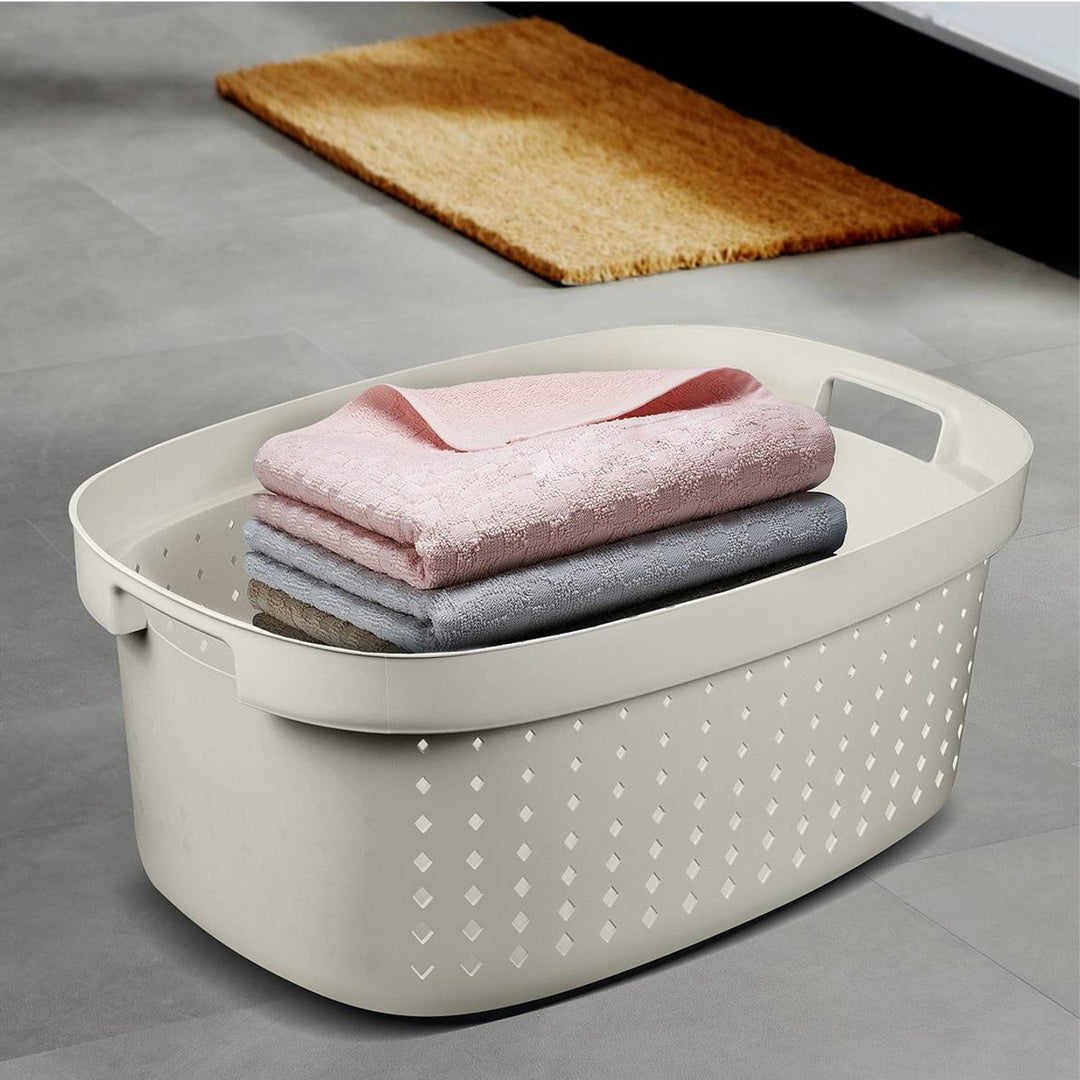 Plast Team SEOUL white laundry basket 42 L with two handles