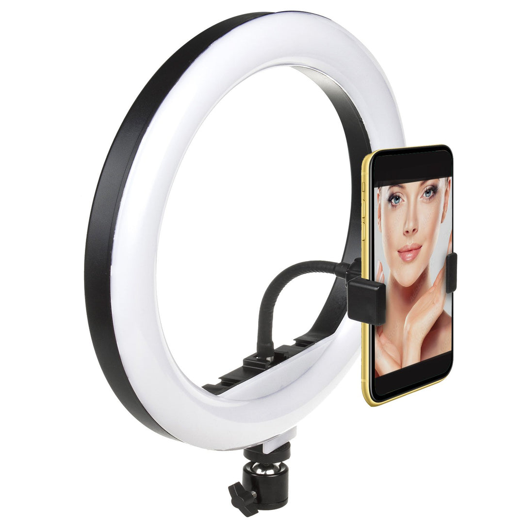 Maclean MCE610 10" 12W LED Ring Light with Tripod Stand and Bluetooth Shutter 3 Colours 10 brightness levels 10% -100% Adjustable brightness 160 LED Smartphone  lighting light