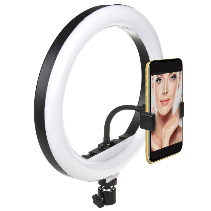 Maclean MCE610 10" 12W LED Ring Light with Tripod Stand and Bluetooth Shutter 3 Colours 10 brightness levels 10% -100% Adjustable brightness 160 LED Smartphone  lighting light