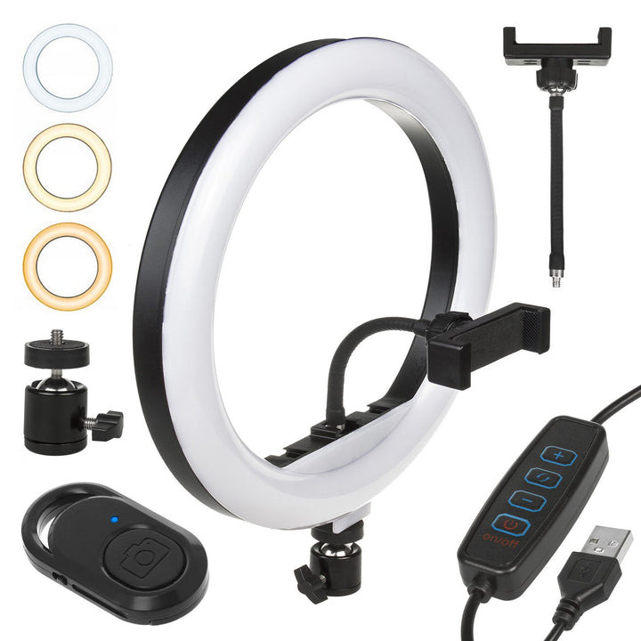 12 "20W LED ring light with Bluetooth Shutter 3 colors 10 brightness levels 10% -100% Adjustable brightness 160 LED smartphone lighting light