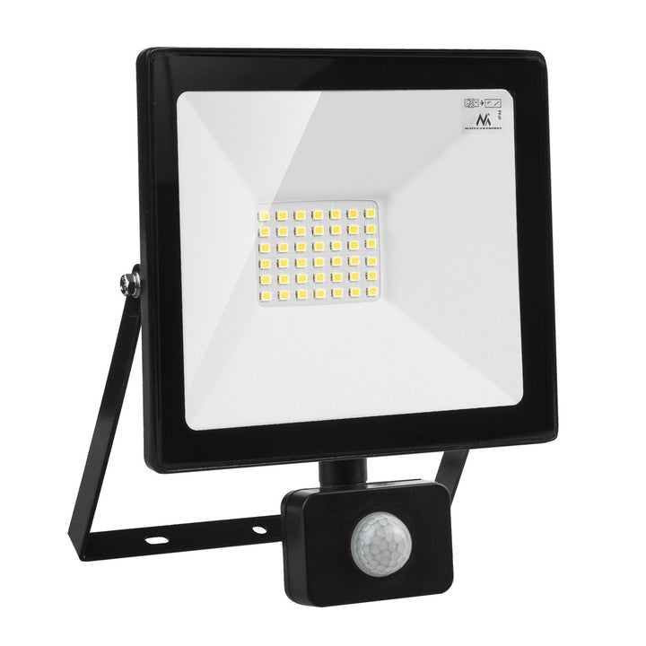 Maclean MCE630 CW LED floodlight with Maclean motion sensor, slim 30W, 2400lm, cold white color (6000K), IP44, MCE630 CW PIR