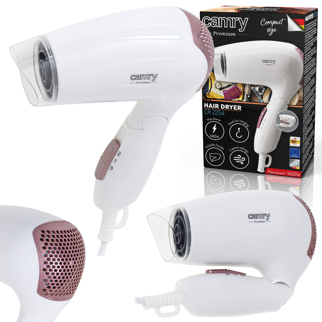 Camry CR 2254 Hair Dryer 1200W 2 Power Levels Foldable Handle Lightweight