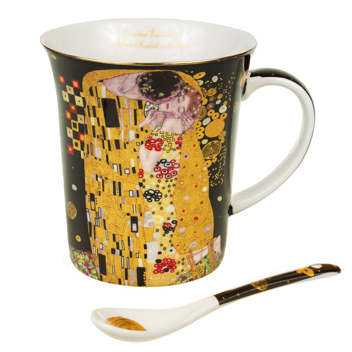 Mug Caife Poircealláin Óir Gustav Klimt Le spúnóg tae