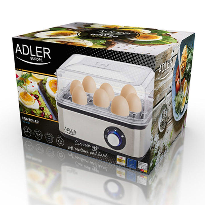 Adler AD 4486 Electric Egg Cooker 8 Eggs Soft Medium Hard Measuring Cup Healthy Breakfast UK