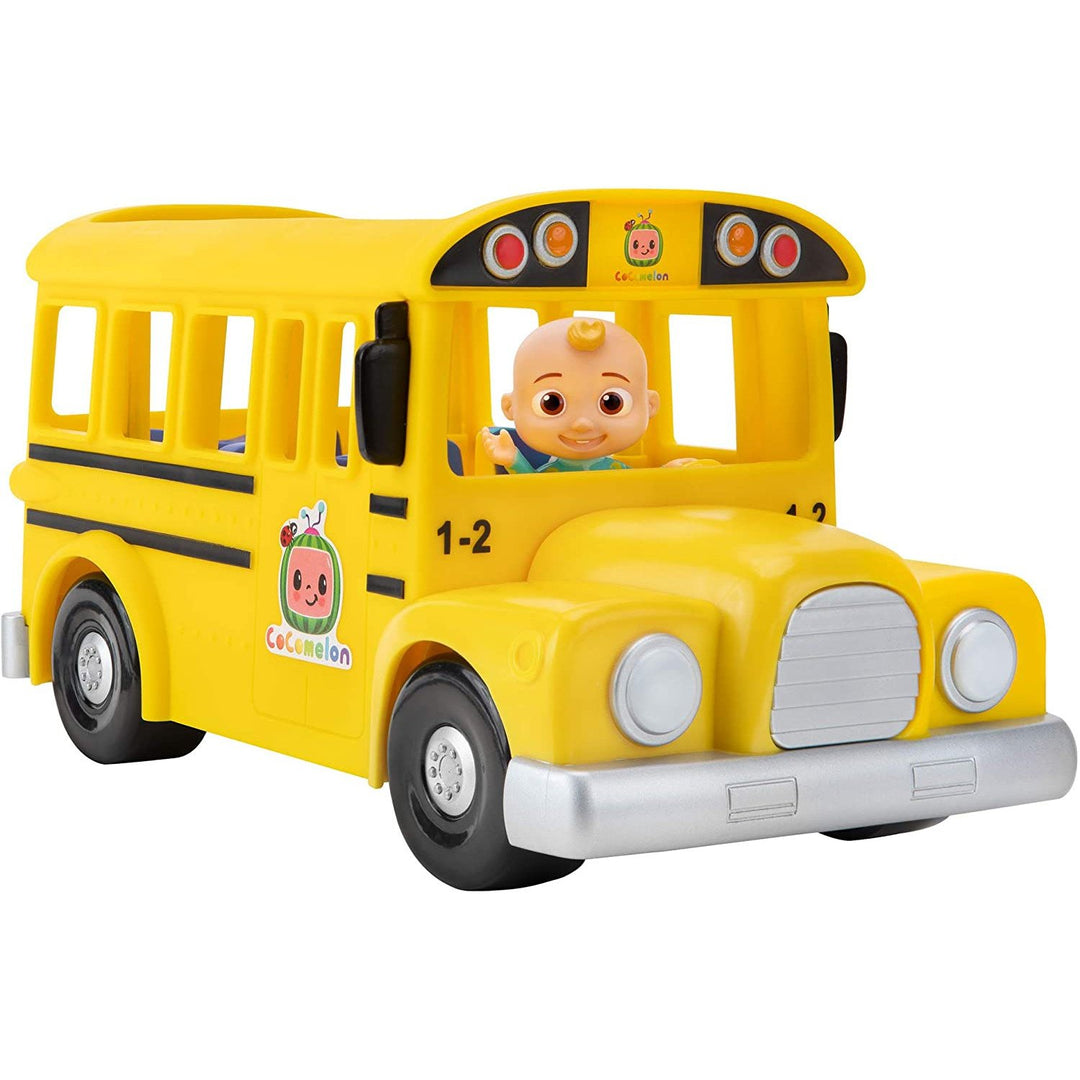 NAVO CMW0015 CoComelon CoCoMelon Musical Yellow School Bus Sound JJ Figurine Song Nursery Rhymes