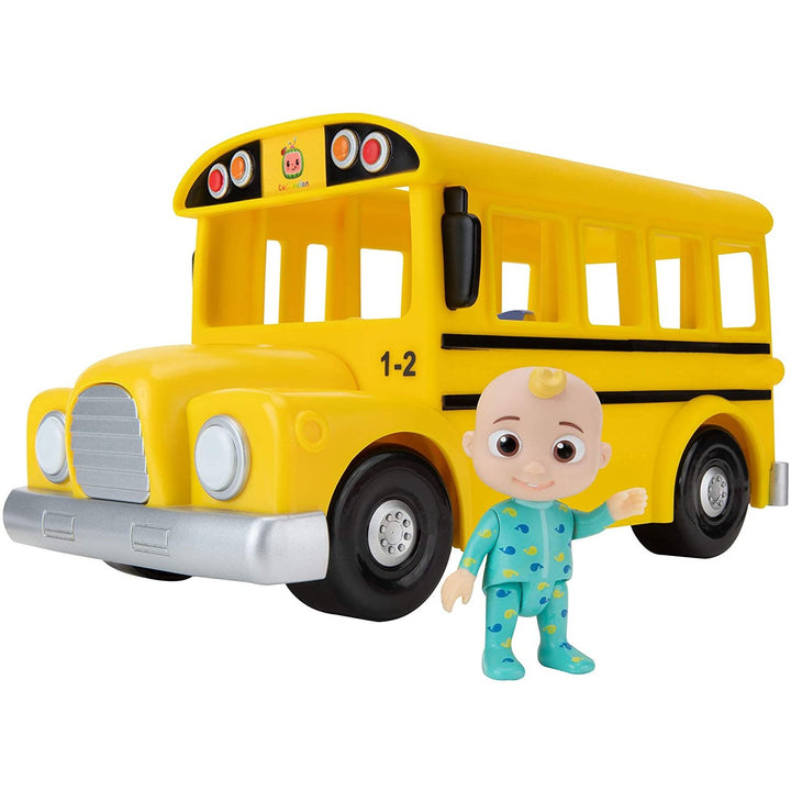 NAVO CMW0015 CoComelon CoCoMelon Musical Yellow School Bus Sound JJ Figurine Song Nursery Rhymes