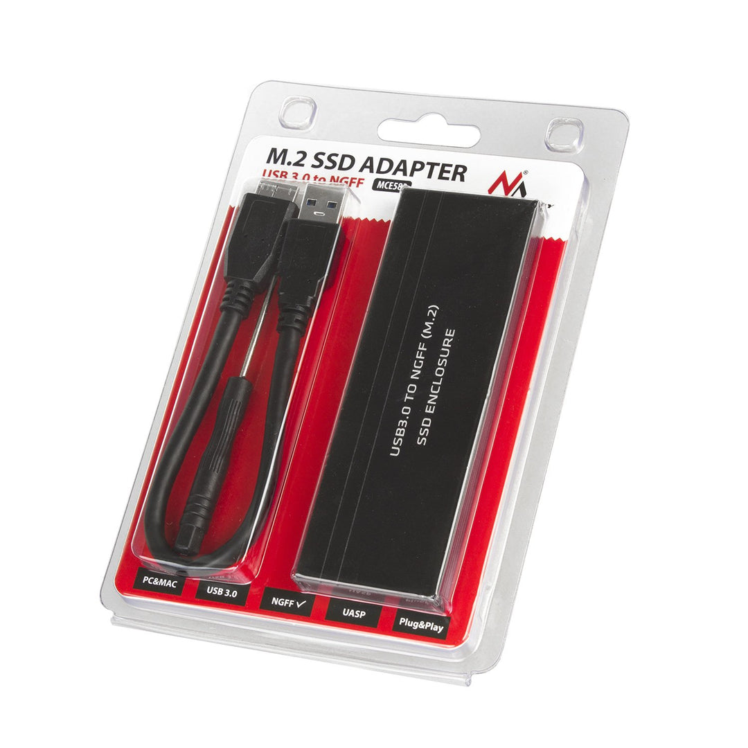 Maclean MCE582 SSD Cás Adapter SSD M.2, NGFF, USB 3.0, Méideanna 2230/2240/2260/2280, Imfhálú alúmanam,