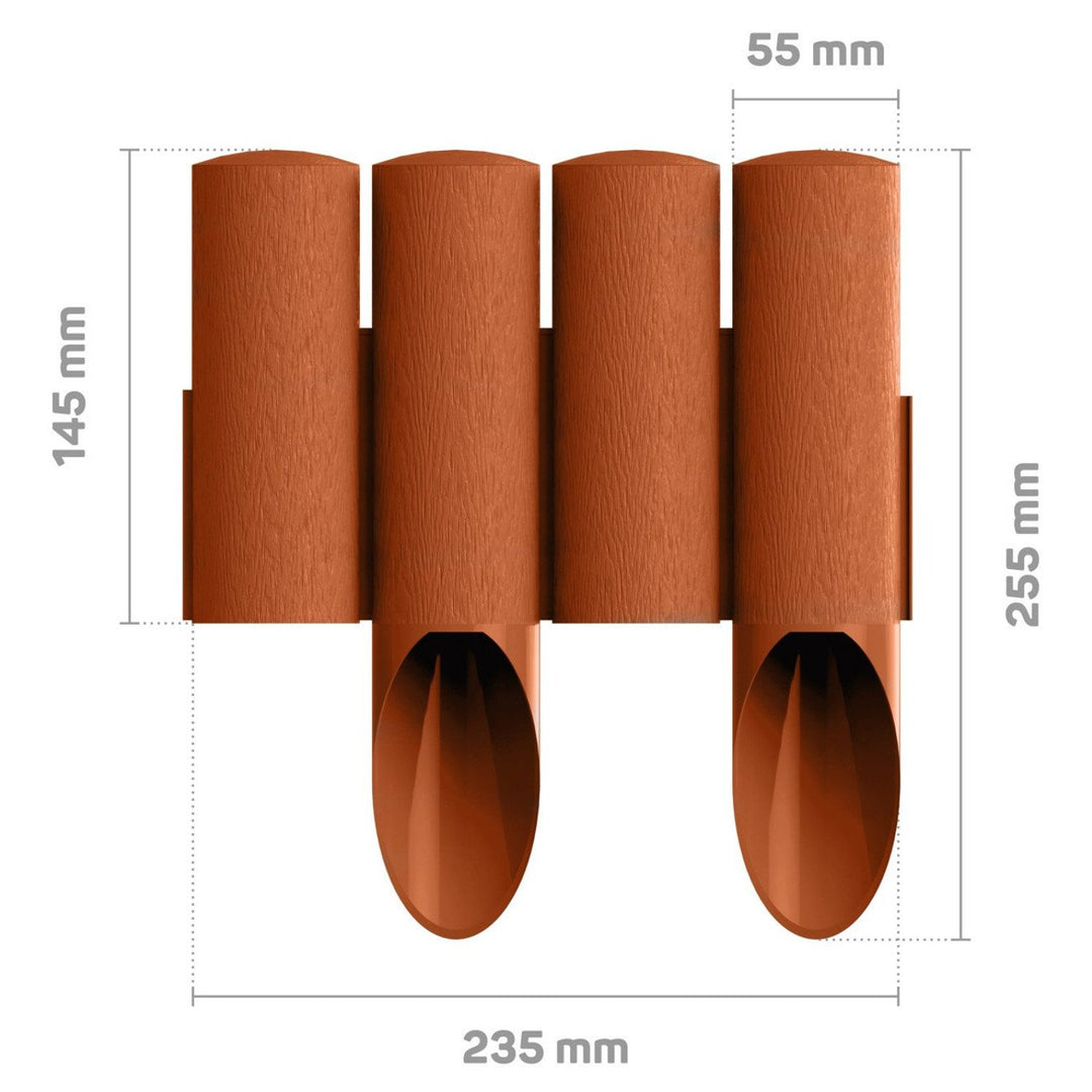 Cellfast Standard 4 palisade gairdín resistant to radaíocht UV, sioc-resistant, dath brící-dearg, 2.3m