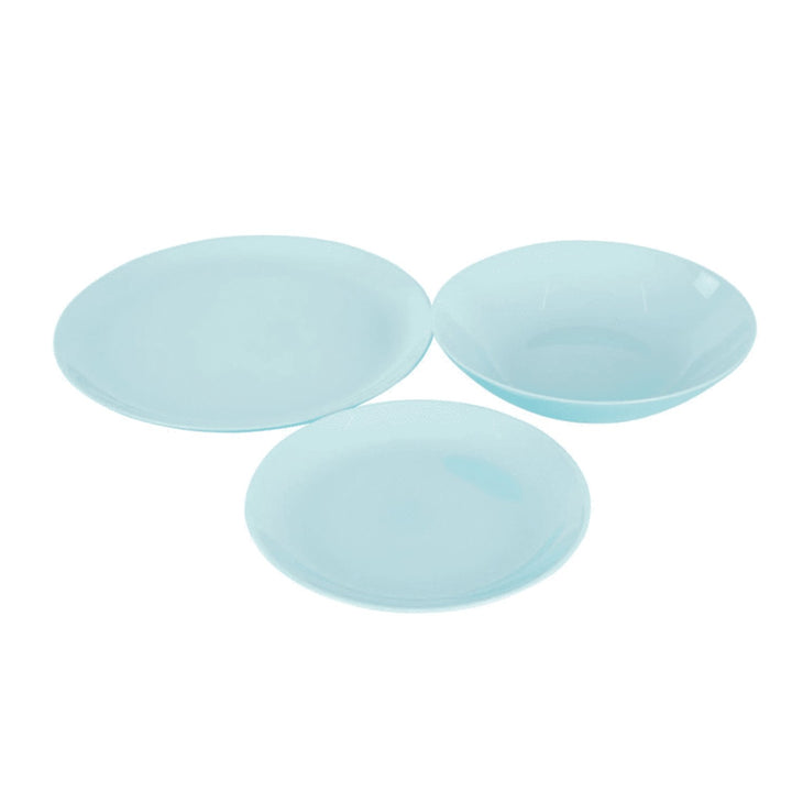 19 PCS Dining Set Plate Salad Bowl Service for 6 People Tempered Glass Turquoise