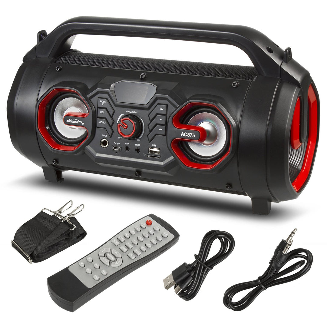 Audiocore AC875 Bazooka Portable Bluetooth Speaker Boombox 30W (20W + 5Wx2) IPX4 Splashproof / Radio / microSD / Aux-In / USB / Lighting / Microphone Port