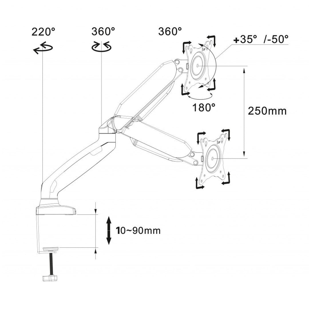 DESK MOUNT BRACKET FOR LED LCD MONITOR USB 3.0 10-32 "Art L-17GD