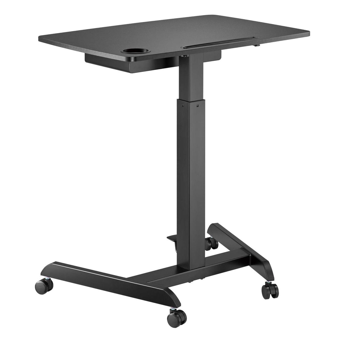 Maclean MC-903B Height Adjustable Laptop Desk with Wheels and One Drawer Sit-stand Desk Height Adjustable up to max. 113cm max. 8kg (Black)