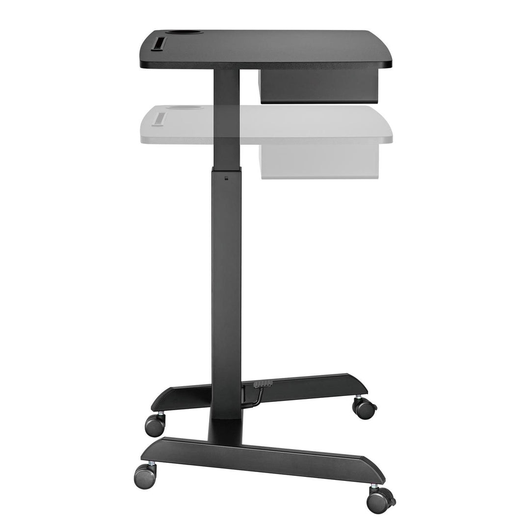 Maclean MC-903B Height Adjustable Laptop Desk with Wheels and One Drawer Sit-stand Desk Height Adjustable up to max. 113cm max. 8kg (Black)