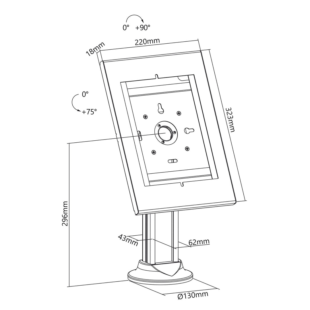 Maclean MC-908W Tablet Table Mount Anti-Theft Holder Universal iPad Air Pro Samsung Galaxy, Tab A