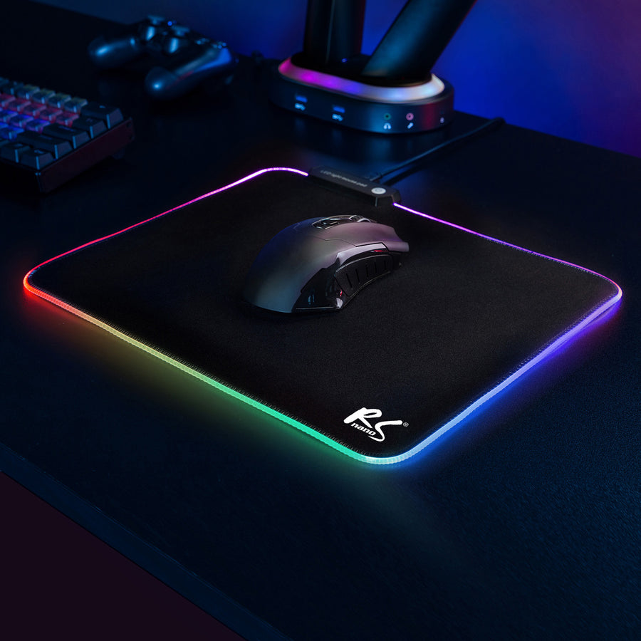 NanoRS RS704 Gaming Mouse Pad LED RGB Lighting Non Slip Desk USB 30x25cm Plug & Play
