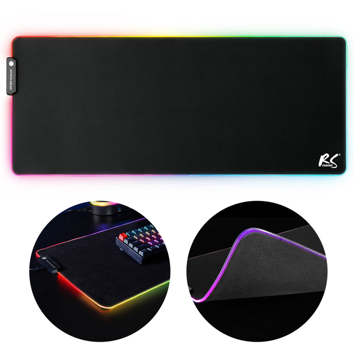 NanoRS RS705 XXL Luiche Cearrbhachais &amp; Pad Méarchláir 80x30cm Soilsiú RGB faoi stiúir USB Neamh-duillín