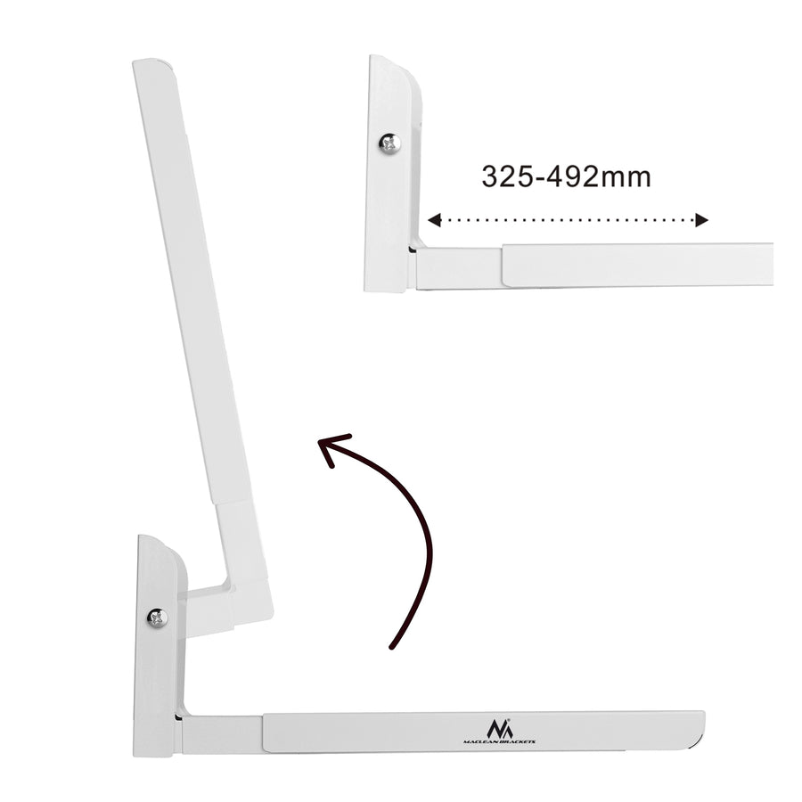 Maclean MC-915 W Universal Microwave Oven Bracket Holder Wall Mount Adjustable White Space Saving 30kg