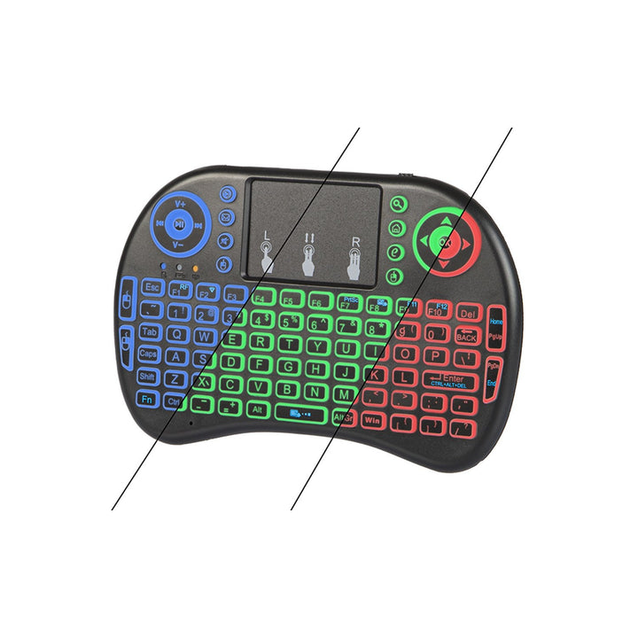 Mini Wireless Keyboard Backlight Touchpad QWERTY RGB USB Consól Cluiche Smart TV