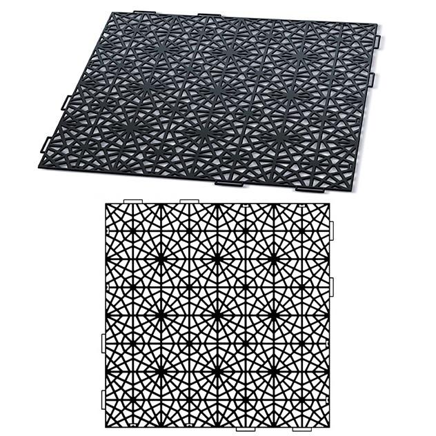 Prosperplast IAK401-S411 Mosaic Openwork Grid Non-Slip Rubber Walkway Mat Black