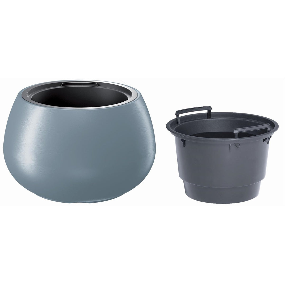 Pot with insert Prosperplast Heos oval gray color DBHEK400-443U