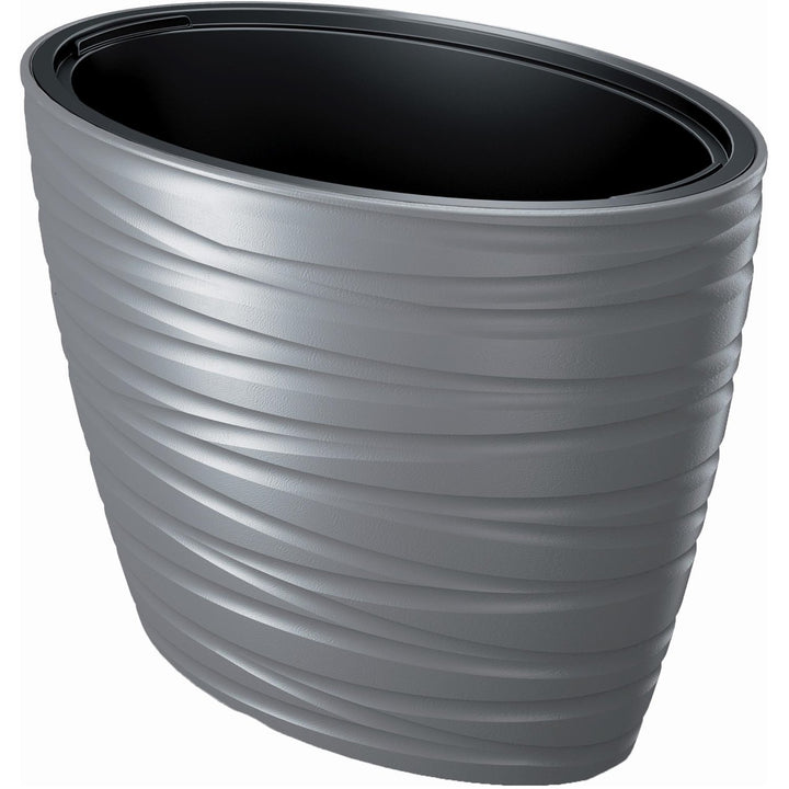 Maze flower pot planter 2in1 incl. Plant pot weatherproof for indoor and outdoor use oval 42.3cm height plastic (gray)